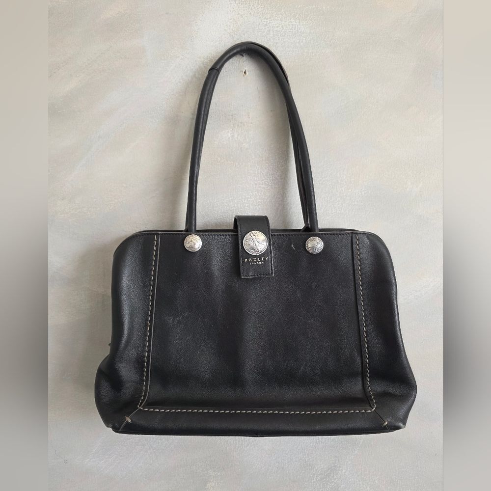 Radley London Black Contrast Stitching Walking Liberty Shoulder Bag Rare 13x9x4